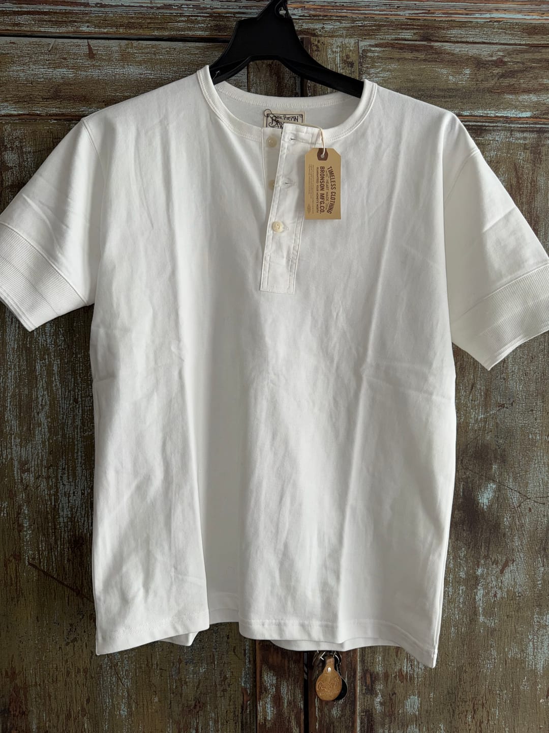 Customer photo review of Vintage Short Sleeve Henley T-Shirt - White