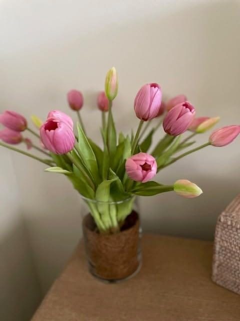 Customer photo review of 5-Piece Bundle Artificial Tulips – Realistic Faux Flowers