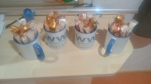 Customer photo review of TassenExpress - Becher Keramik Tasse mit Logo bedruckt 325ml Firmenlogo