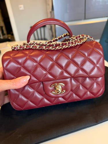 Customer photo review of Chanel 20cm Bag Burgundy Lambskin