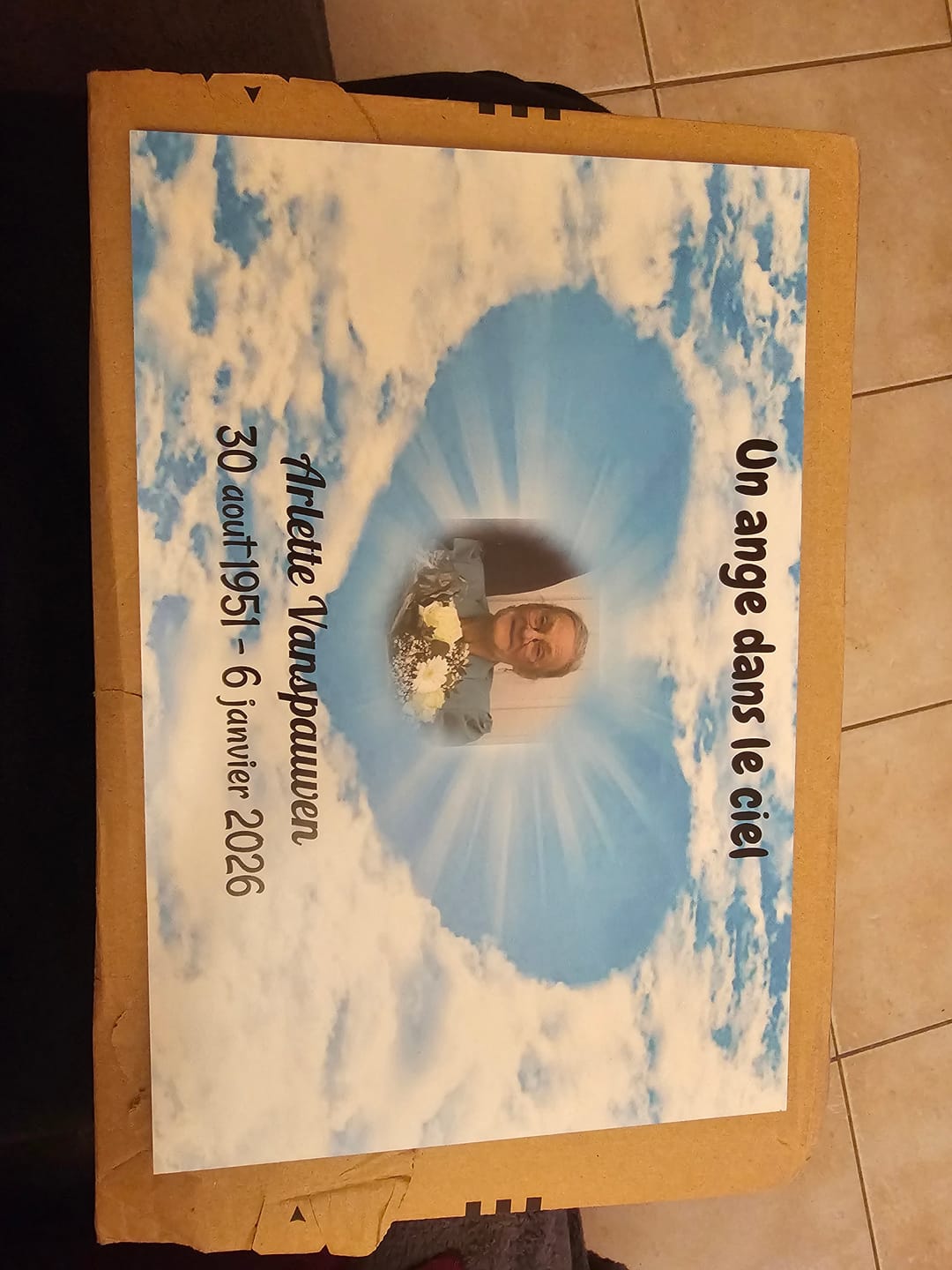 Customer photo review of Plaque Funéraire Nuage en Cœur