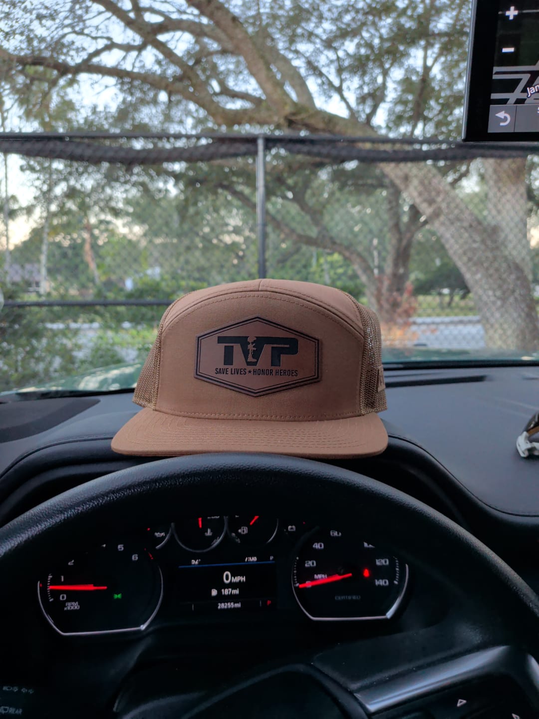 Customer photo review of T.V.P. Leather Hex Flat 7 Panel Trucker