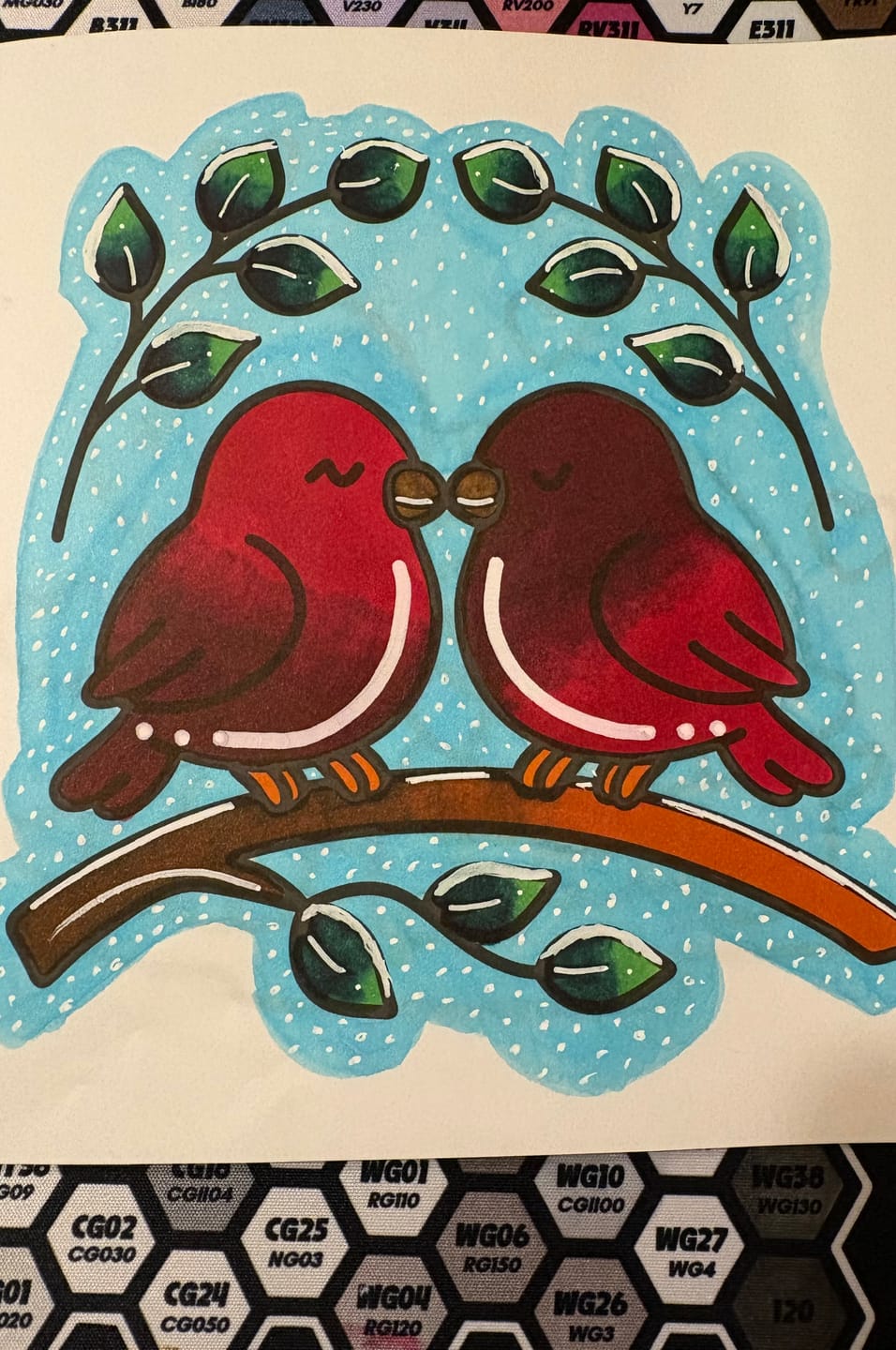 Customer photo review of Mystery Pallette of Ohuhu Alcohol Markers with Brush Tips + Wook Books Holographic Marker Bag