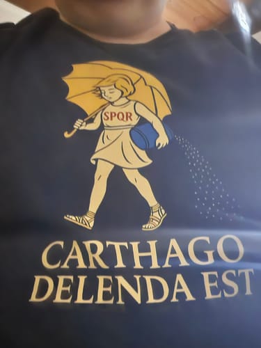 Customer photo review of Carthago Delenda Est Morton's Salt Parody Logo Unisex T-Shirt
