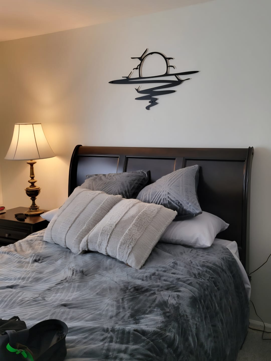 Customer photo review of Sunrise Metal Wall Art – Seagulls and Abstract Sunset Scene