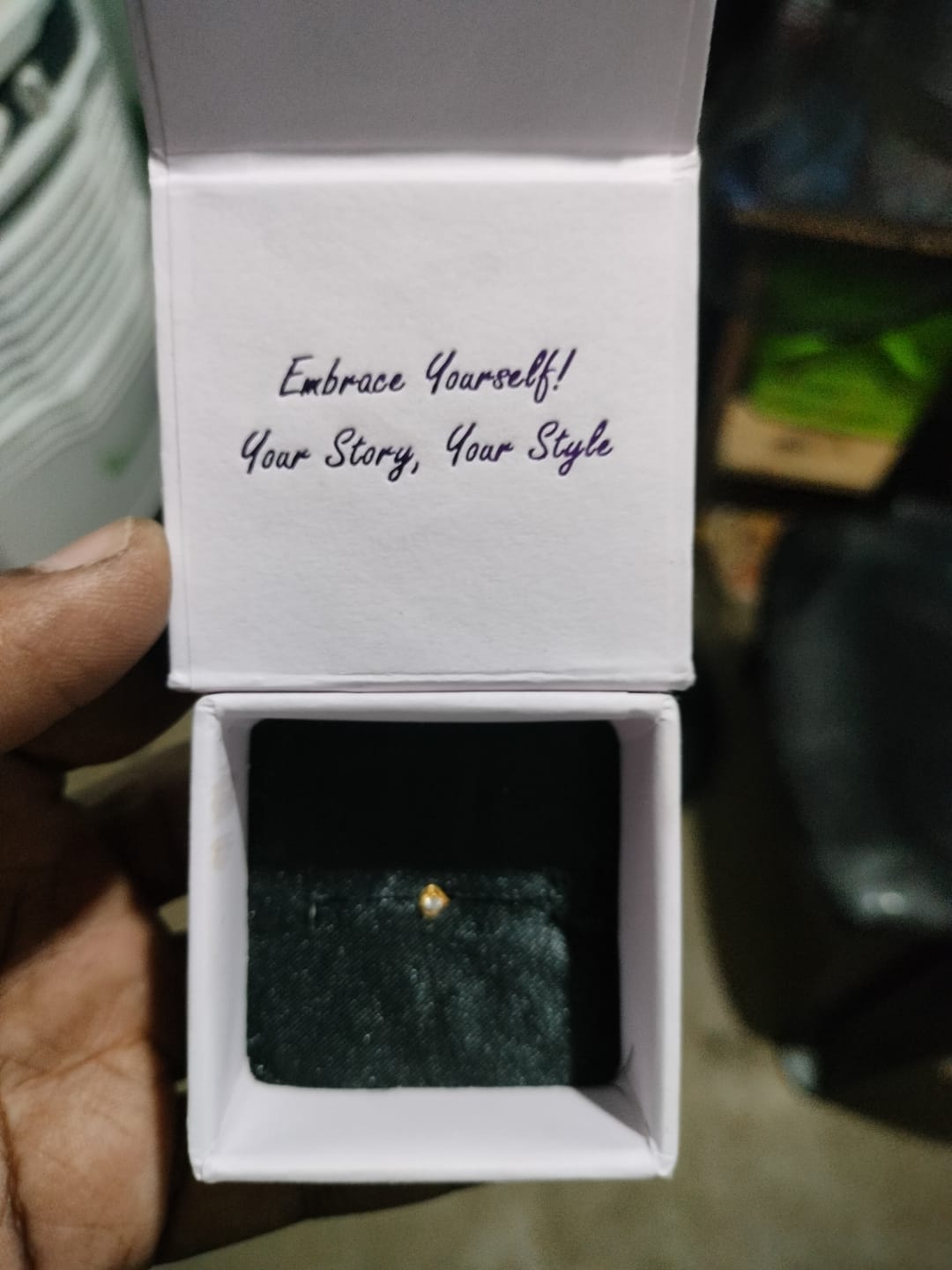 Customer photo review of Dainty Droplet Screw Nose Pin