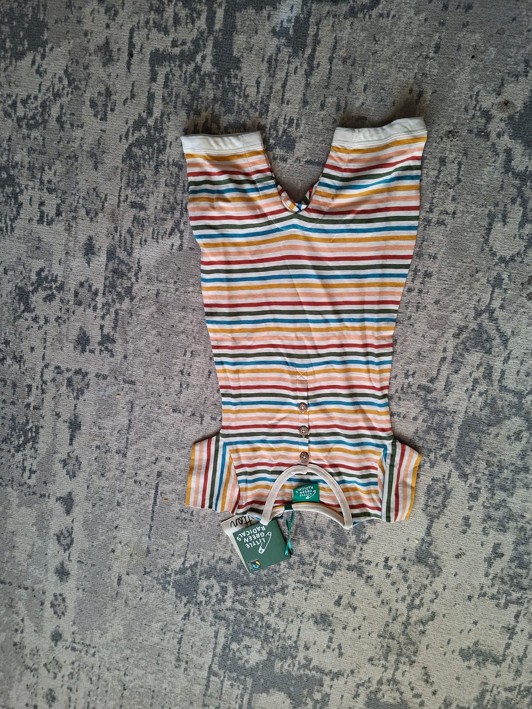 Customer photo review of Cream Rainbow Organic Romper