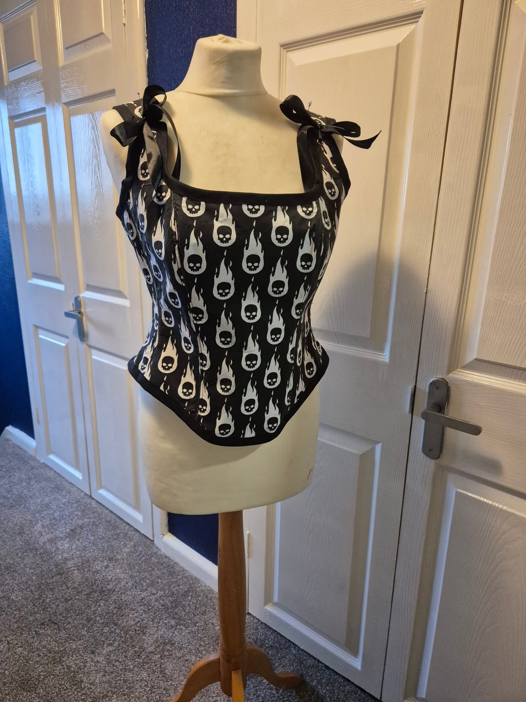 Customer photo review of Flaming Skulls Polycotton Fabric