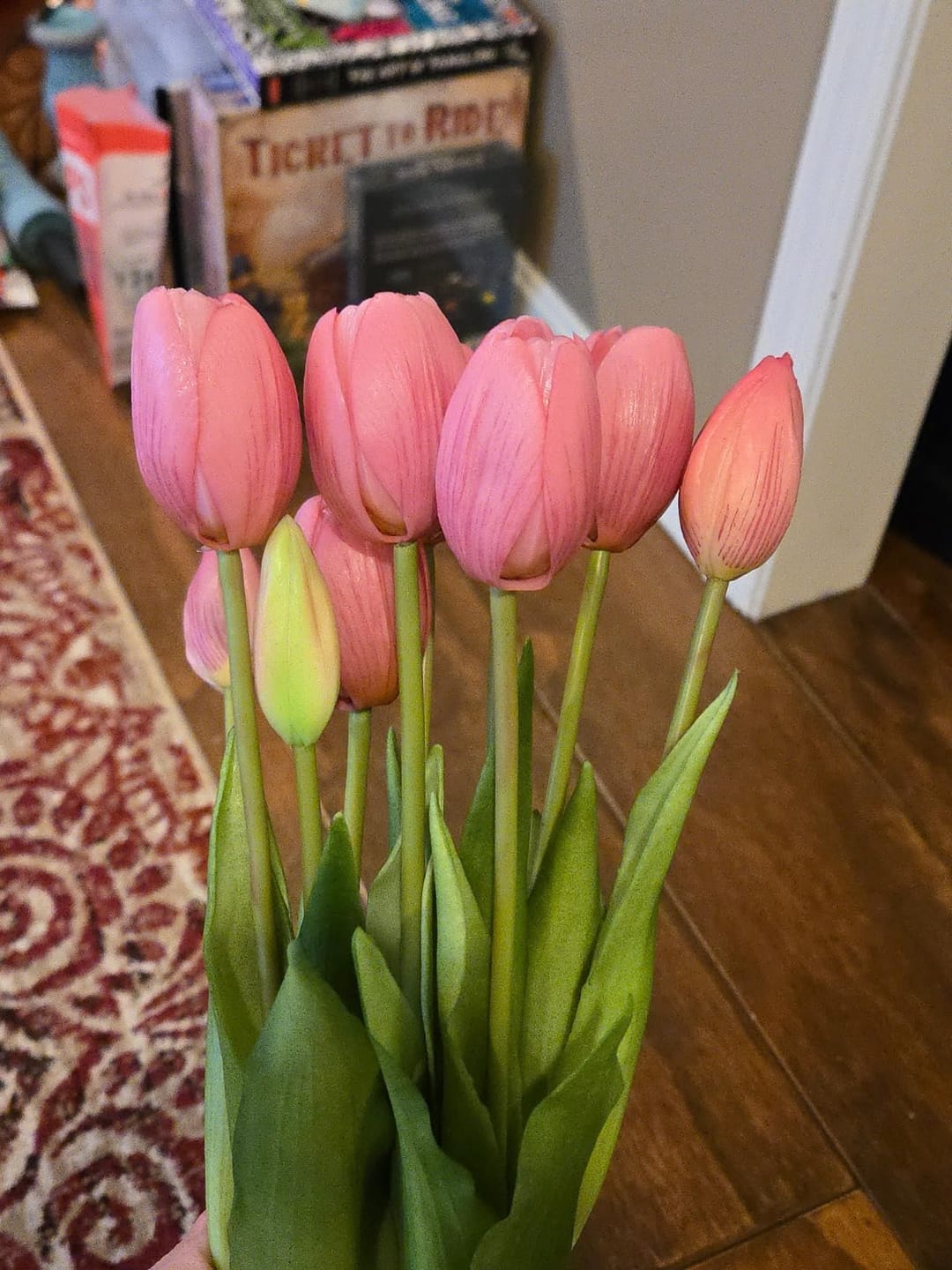 Customer photo review of 5-Piece Bundle Artificial Tulips – Realistic Faux Flowers