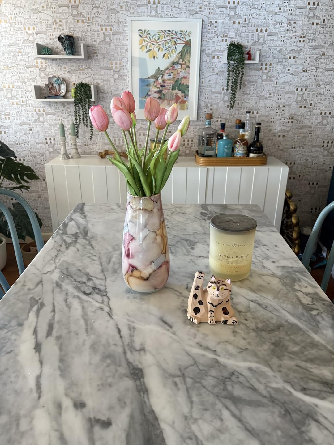 Customer photo review of 5-Piece Bundle Artificial Tulips – Realistic Faux Flowers