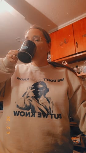 Customer photo review of We Know Glasses Crewneck