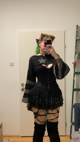 Customer photo review of Onyx FairyDust Sequin Mini Skirt + Petticoat (Black)