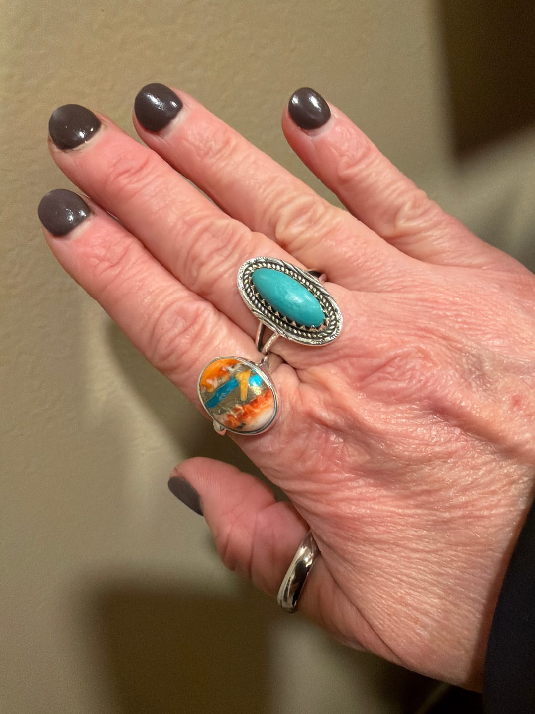 Customer photo review of Southwestern Style Real Turquoise Ring Sterling Silver
