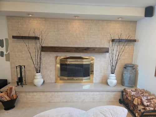 Customer photo review of Distressed 3" Thick Floating Shelves