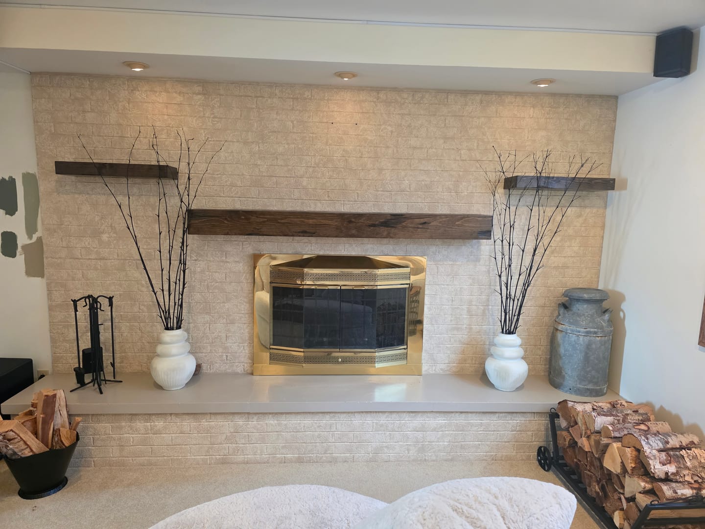 Customer photo review of Distressed 3" Thick Floating Shelves
