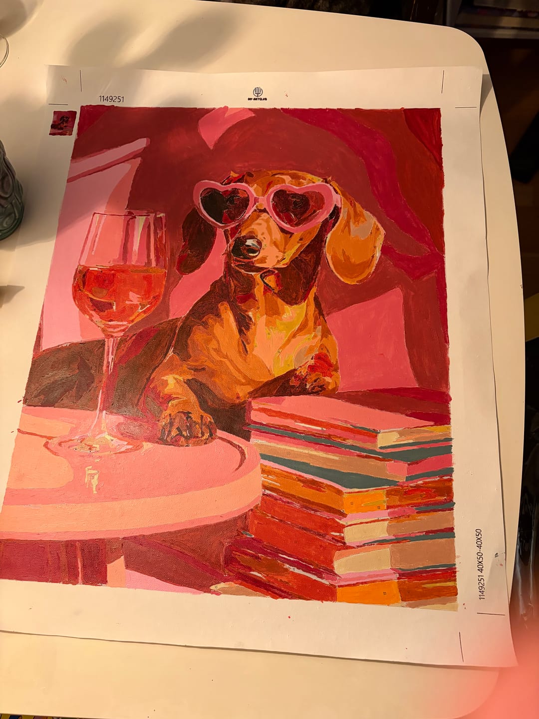 Customer photo review of Dachshund in pink | Paint by Number