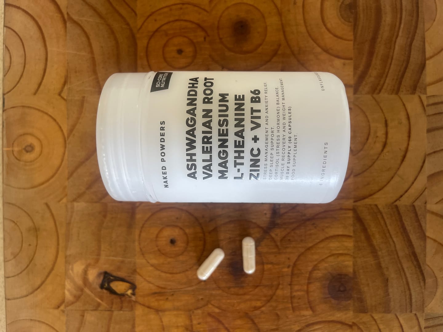 Customer photo review of Ashwagandha, Valerian Root, Magnesium, L-Theanine, Zinc, Vit B6 - 60 caps