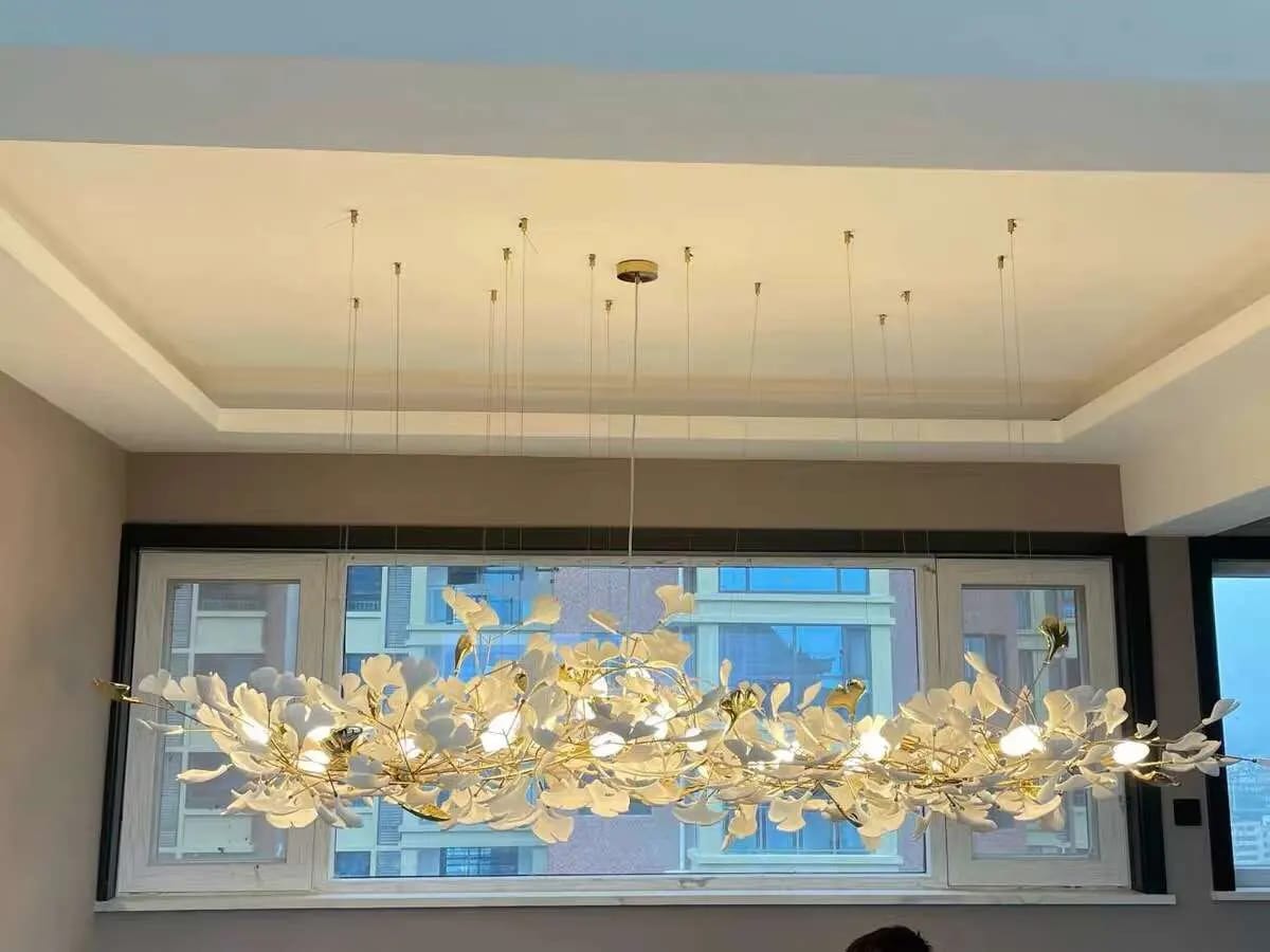 Customer photo review of Calla Ginko Leaf Linear Chandelier