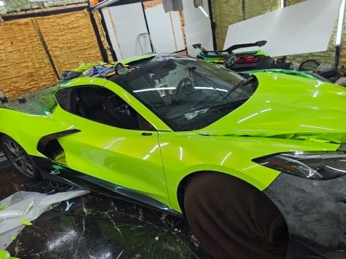 Customer photo review of Mallcas™ Glossy Candy Metallic Neon Yellow Vinyl Wrap (PET Liner)