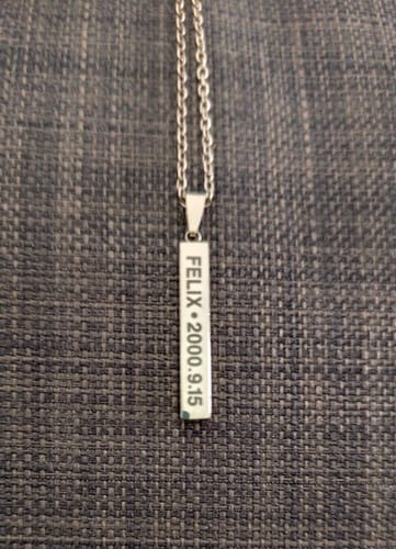Customer photo review of Cool Versatile Name Square Vertical Bar Necklace