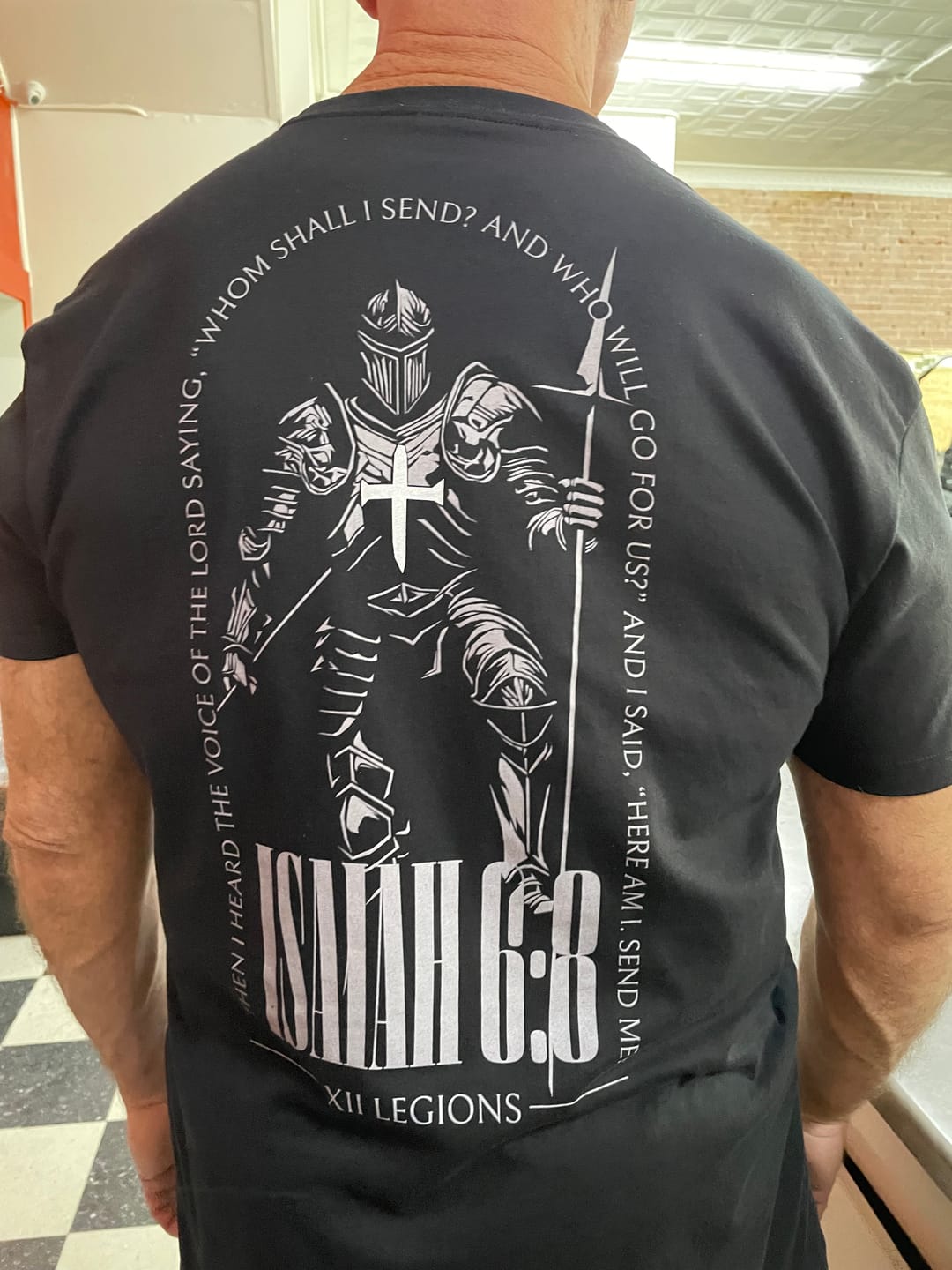 Customer photo review of ISAIAH 6:8 T-shirt