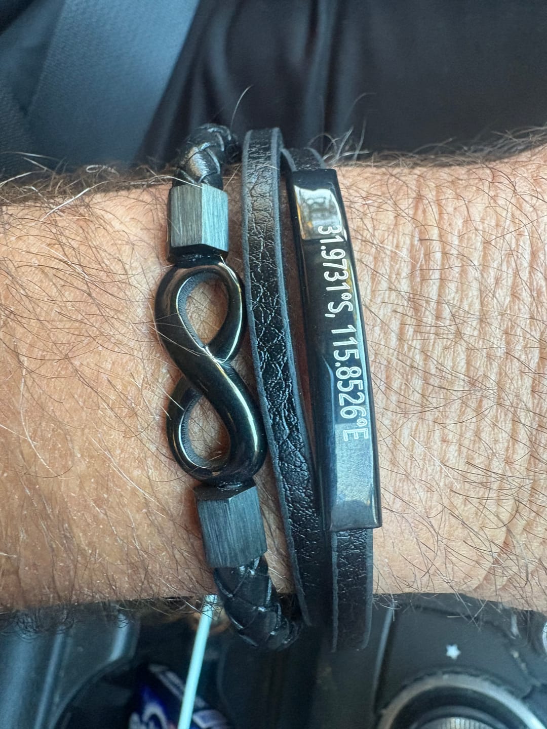 Customer photo review of TriUnity Black Infinity Leather Bracelet