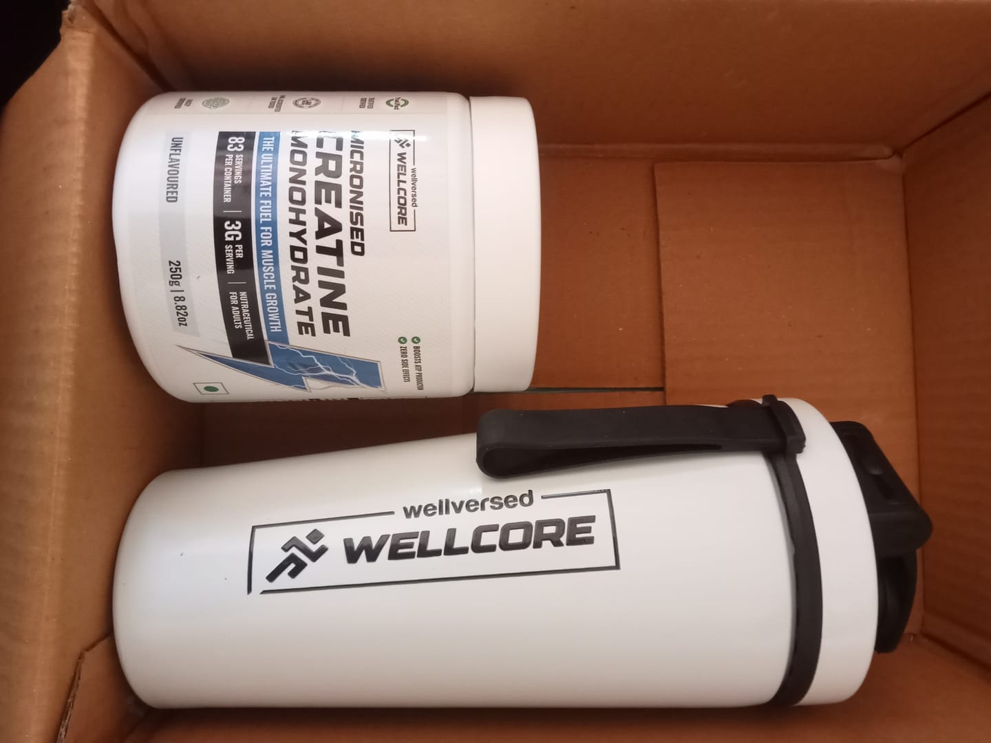 Customer photo review of Wellcore - Micronised Creatine Monohydrate (83 Servings, Fruit Fusion) + Premium Steel Shaker