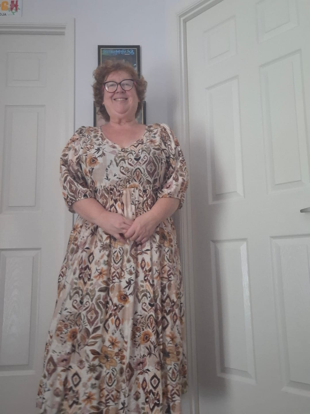 Customer photo review of Diane Midi Dress in Mocha Multi