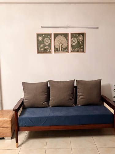 Customer photo review of Set of 3 Traditional Warli Art Paintings Indian Wall Decor.