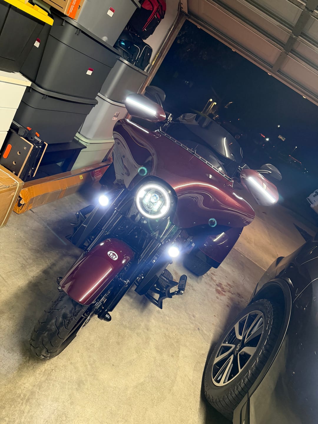 Customer photo review of Color Matched hand guard with LED for Harley Touring & Softails