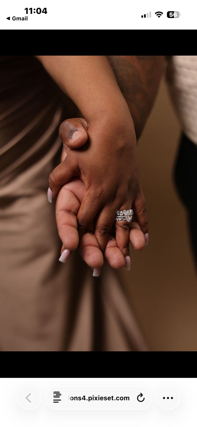 Customer photo review of S925 2.2 Carat Halo Pear Cut Wedding Ring Set With Two Luxurious Wedding Bands For Women