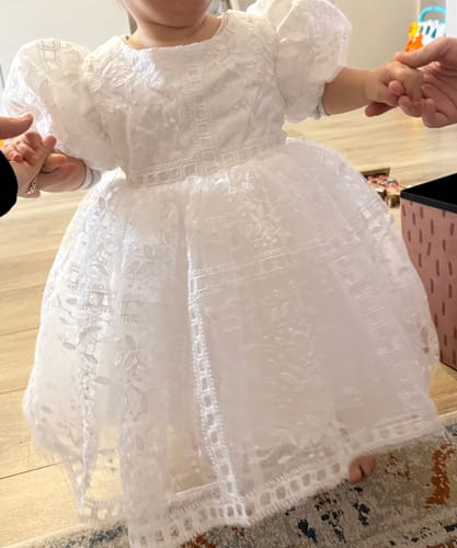 Customer photo review of Baptism Dresses Baby Girl Cute Elegant Wedding Puffy White Princess Dress Flower Girl Dresses
