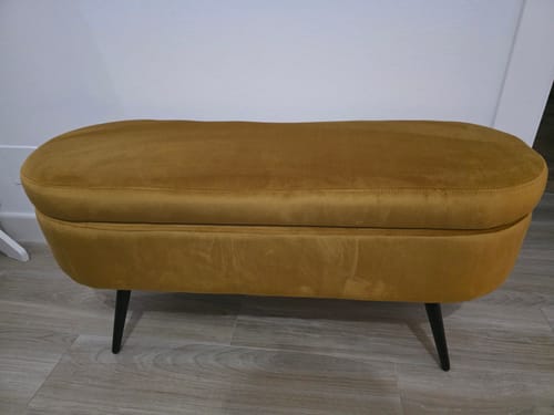 Customer photo review of STOCKHOLM - Banc en métal et velours jaune moutarde
