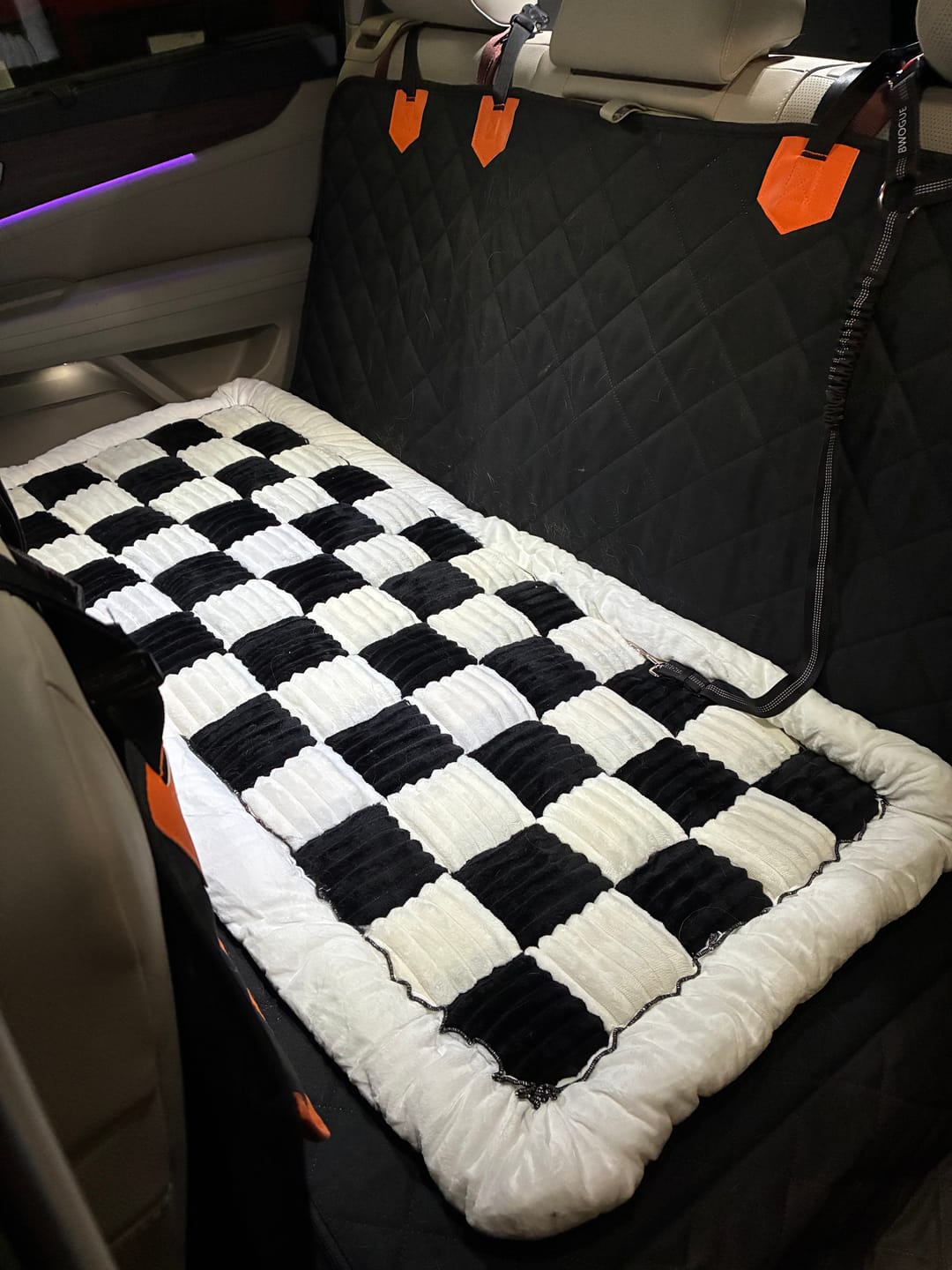 Customer photo review of Plush Backseat Dog Bed (Made For The Hard Bottom Car Seat Cover)