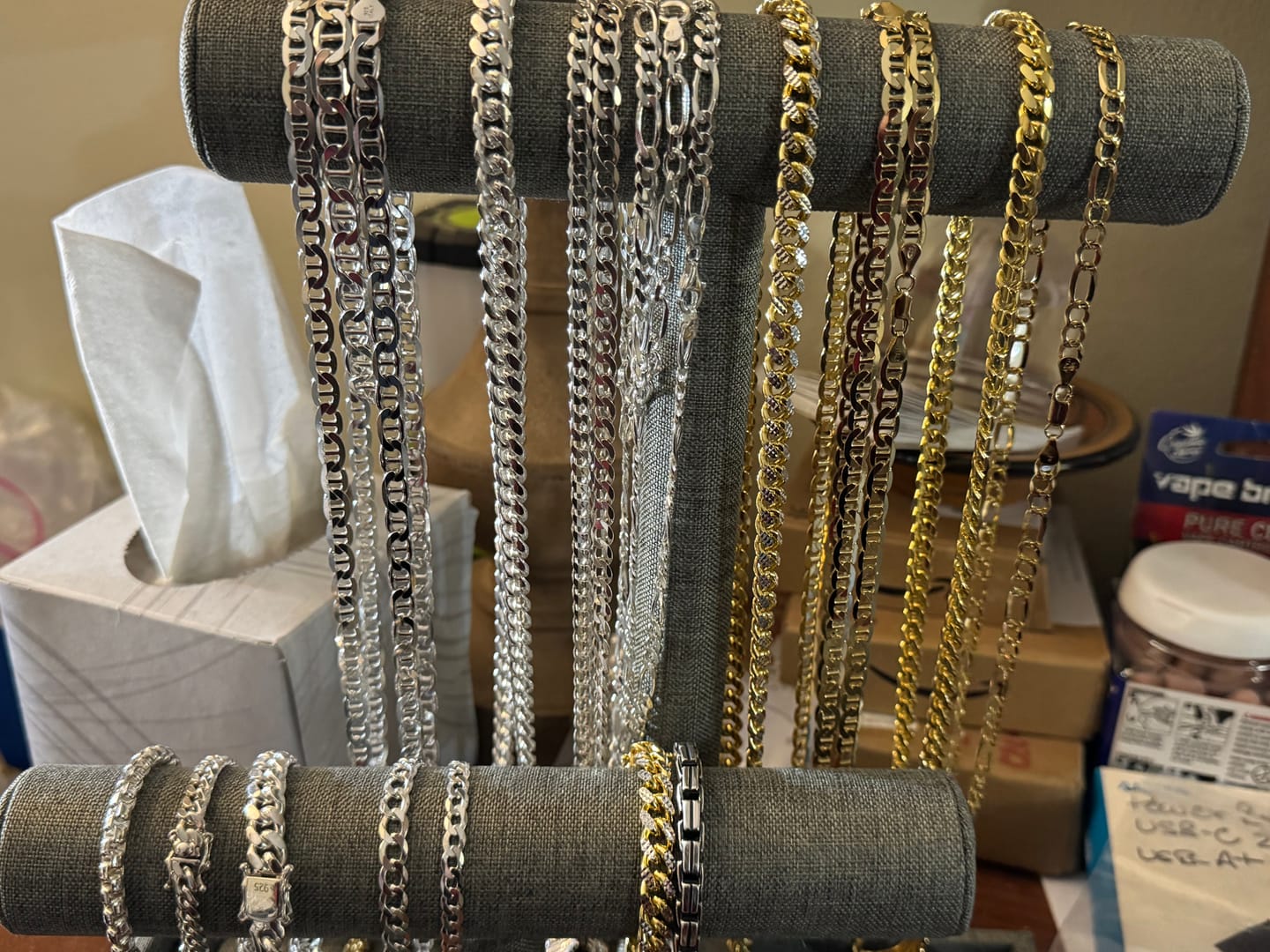 Customer photo review of 6mm Mariner 14K Gold Vermeil 925 Chain