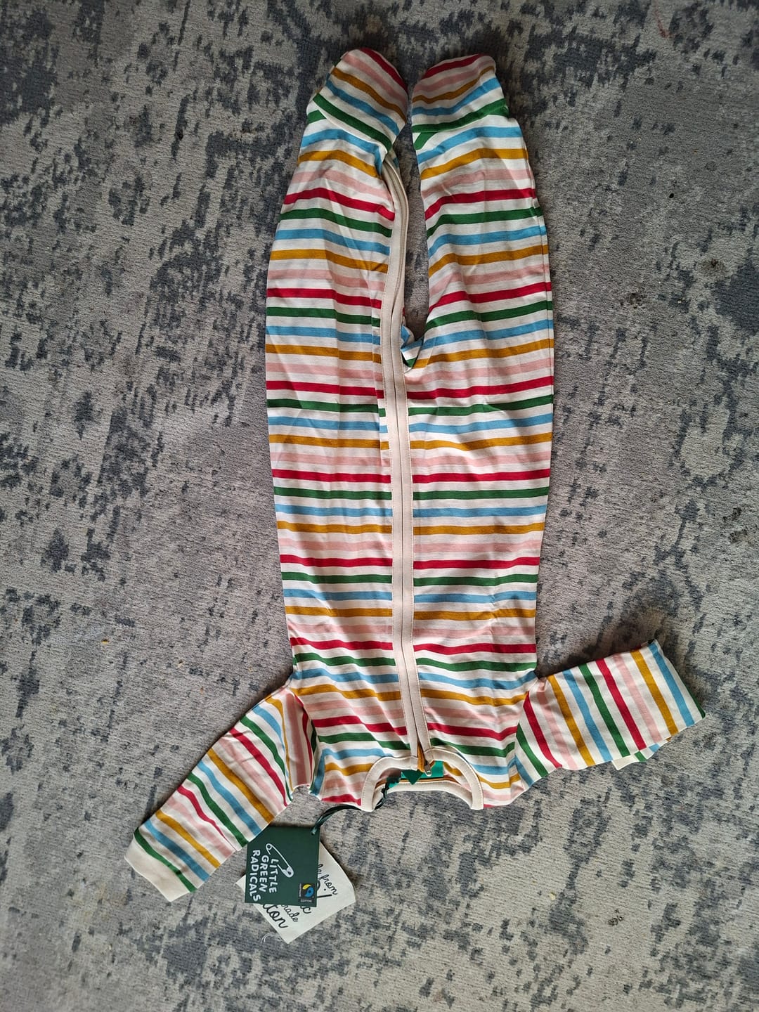 Customer photo review of Cream Rainbow Zip Organic Babygrow