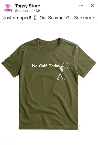 Customer photo review of No Golf Today T-Shirt AU