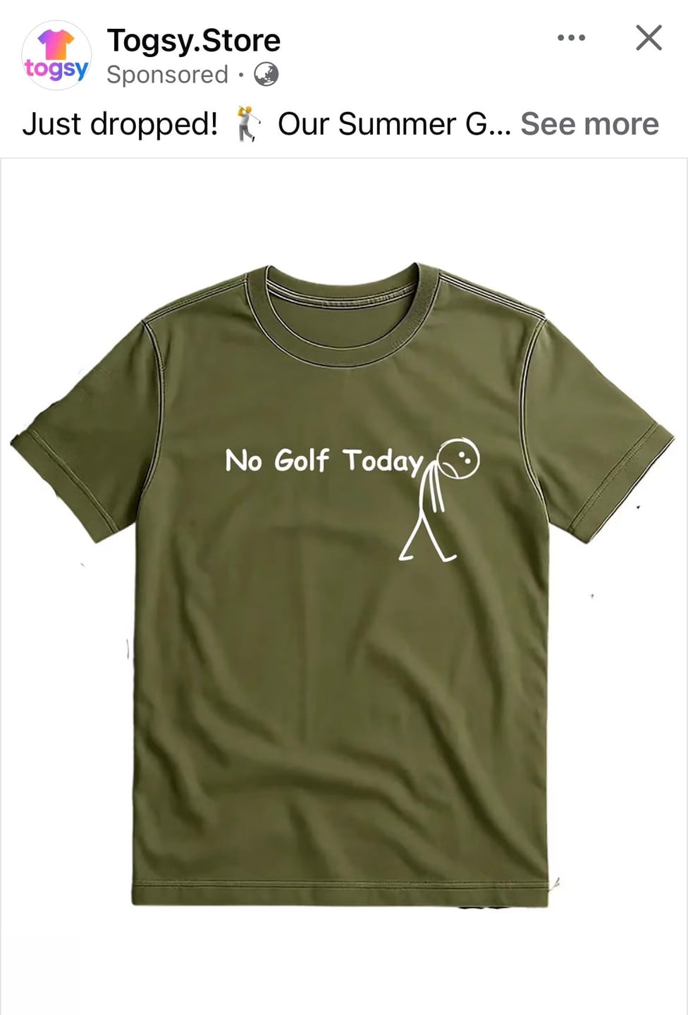 Customer photo review of No Golf Today T-Shirt AU