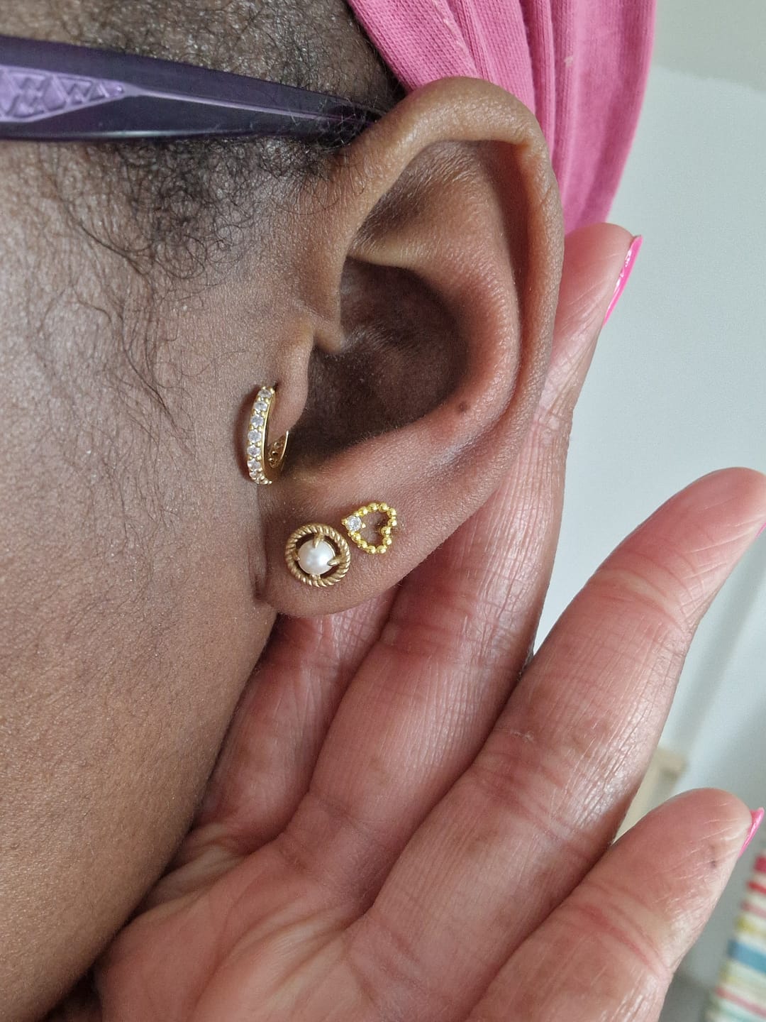 Customer photo review of Vintage Pearl Mini Studs