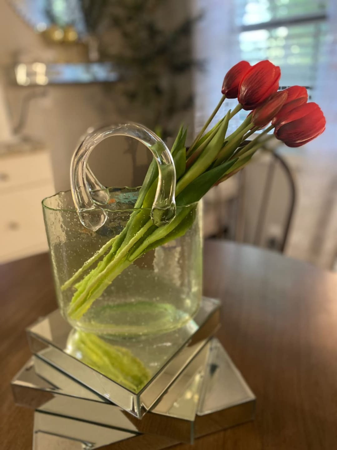 Customer photo review of 5-Piece Bundle Artificial Tulips – Realistic Faux Flowers