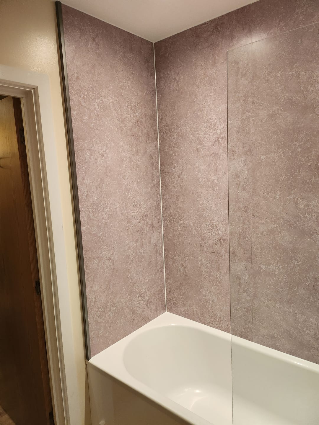 Customer photo review of Premium Beige Concrete Matt Shower Wall Panel – 1M x 2.4M