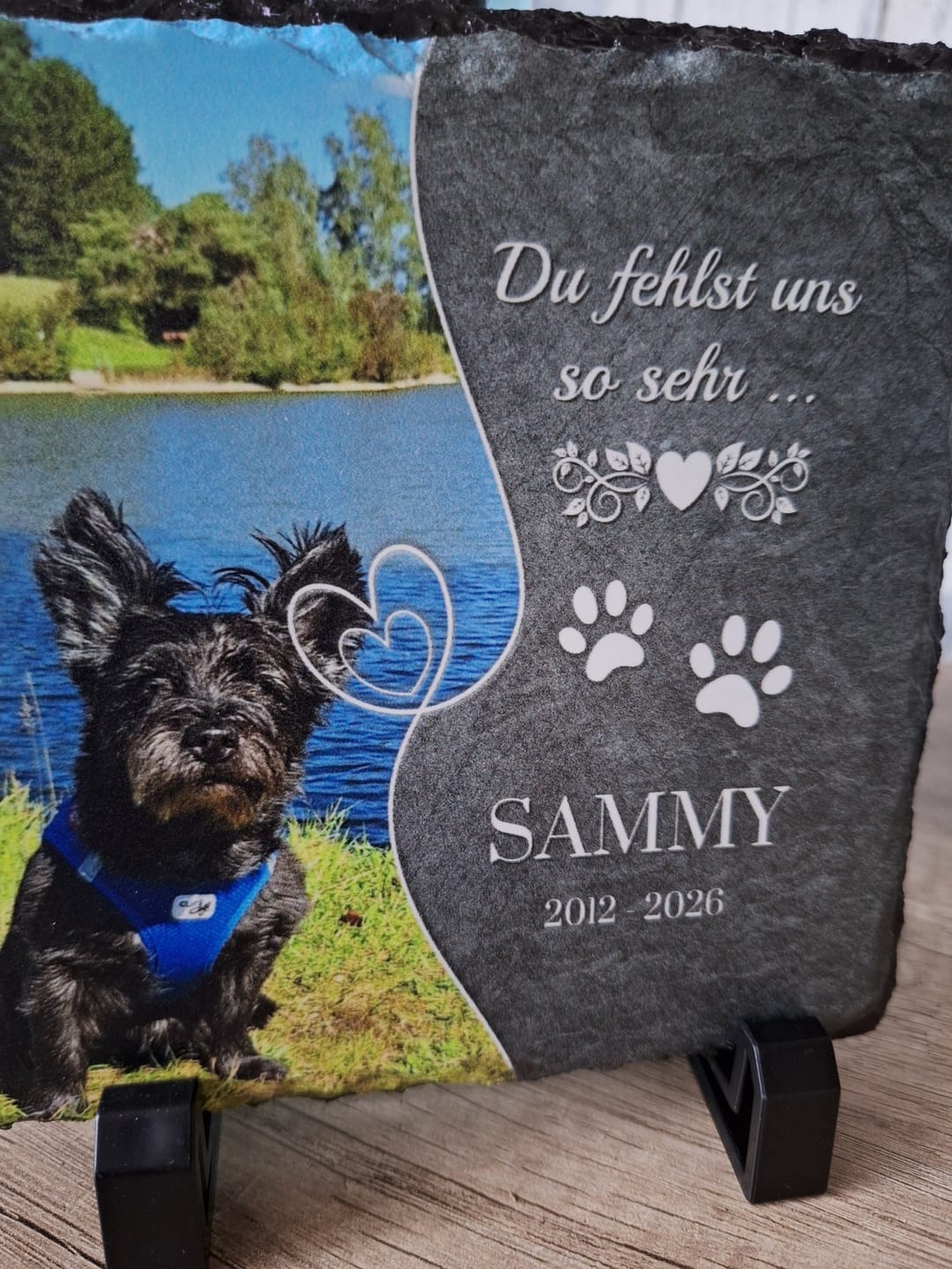 Customer photo review of Du fehlst uns - Individuelle Schieferplatte
