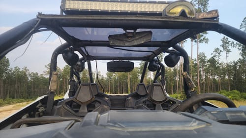 Customer's NSUB.2 speaker system installed on the roll cage of an off-road vehicle.