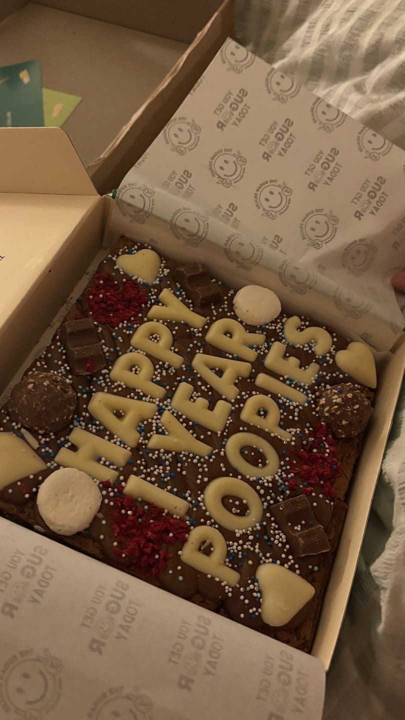 Customer photo review of Custom message heart brownie