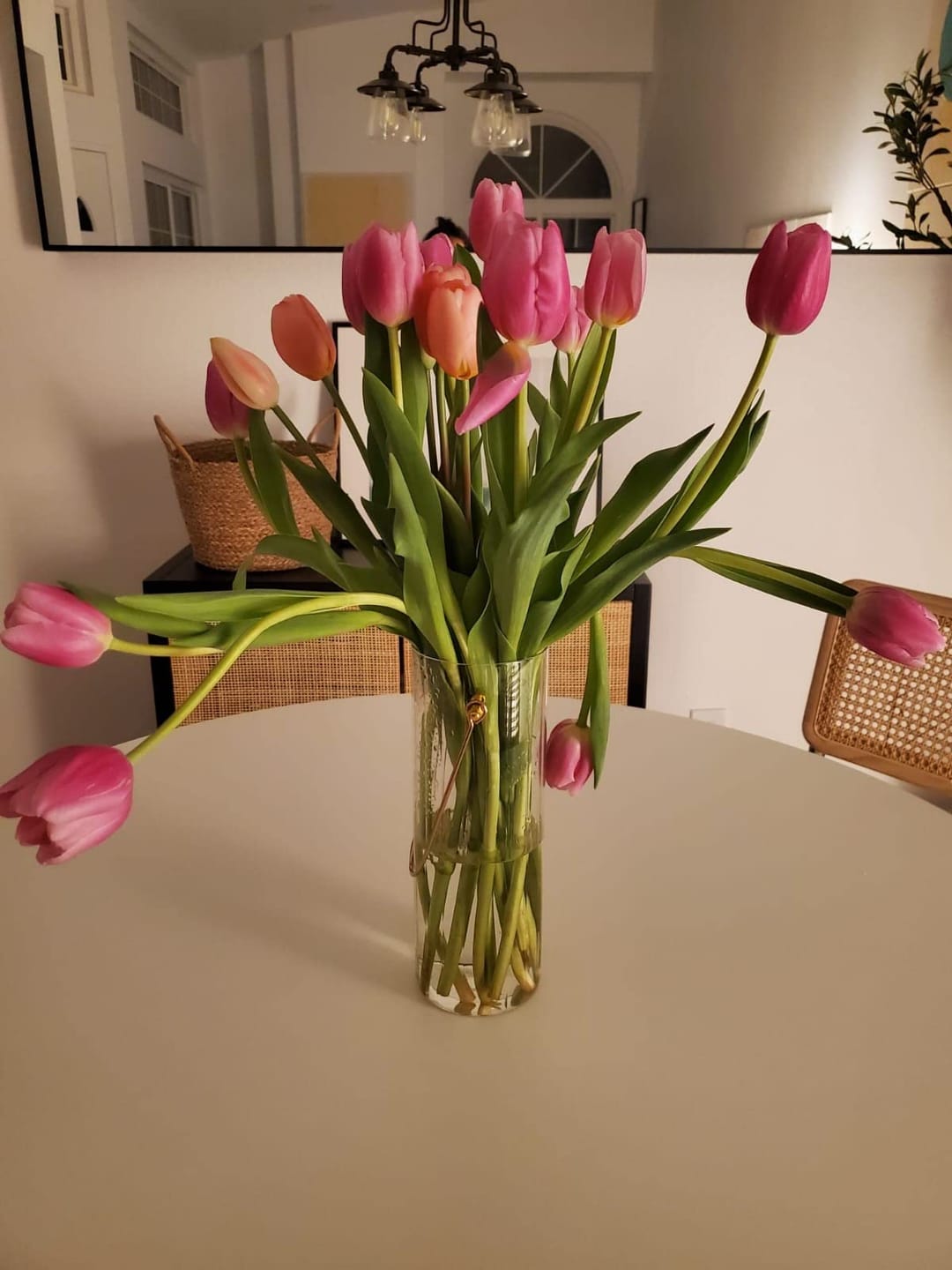 Customer photo review of 5-Piece Bundle Artificial Tulips – Realistic Faux Flowers