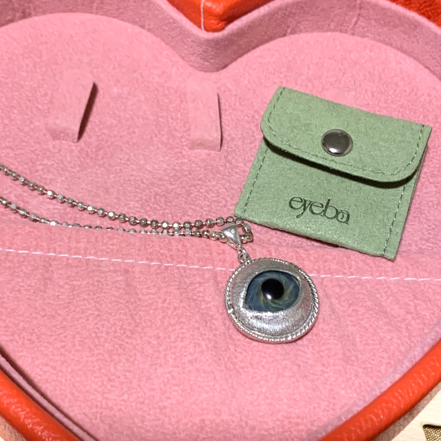Customer photo review of ORACLE Blown Glass Eye Pendant