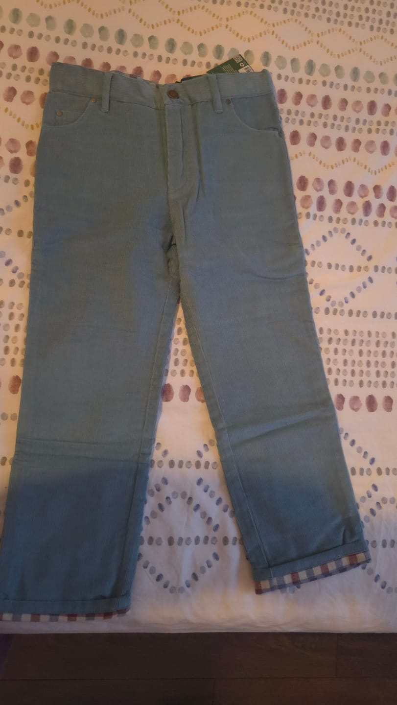 Customer photo review of Pale Blue Corduroy Lined Adventure Jeans