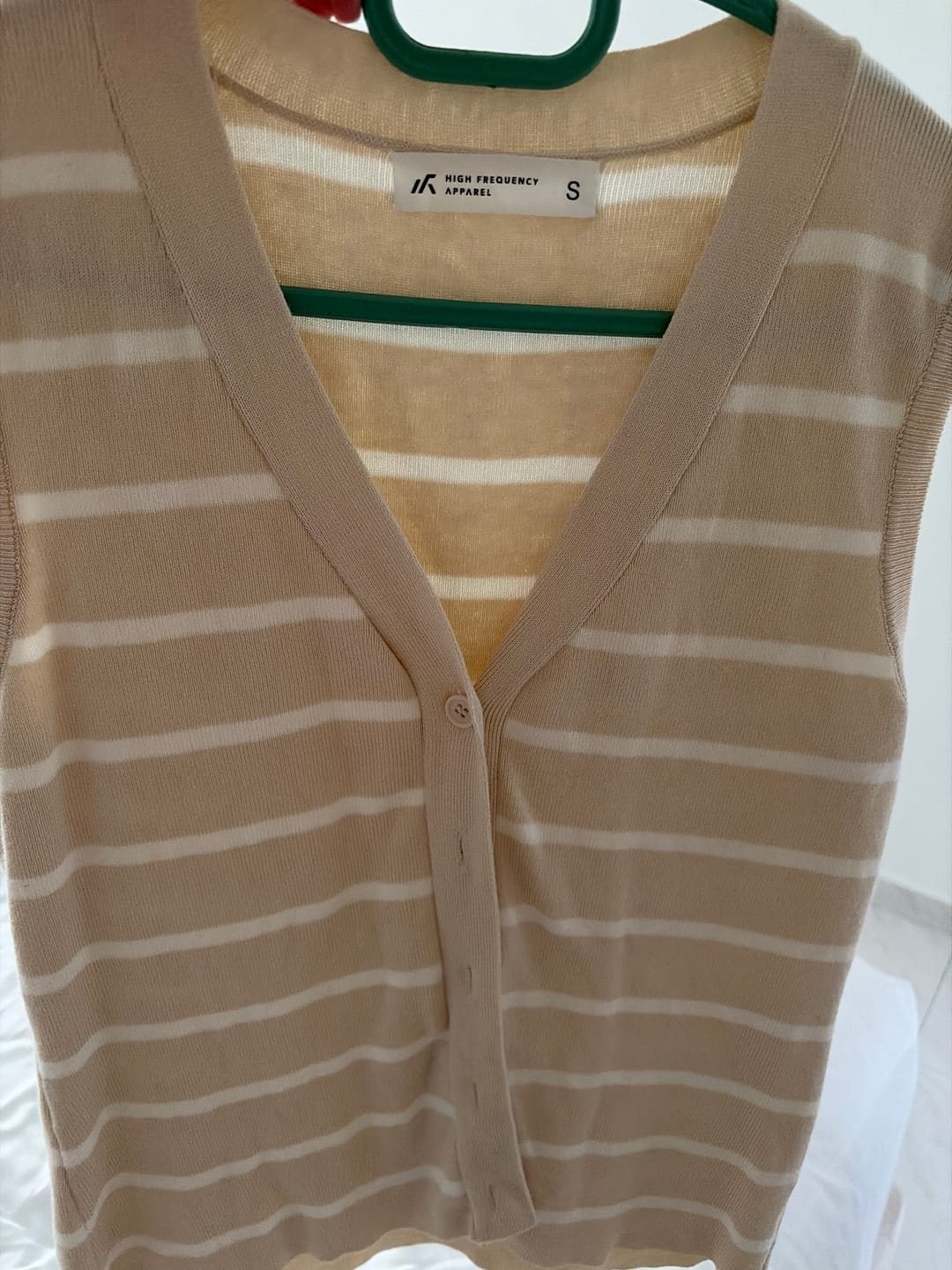 Customer photo review of Striped Knitted Button Vest