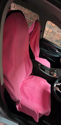 Customer photo review of Waterproof Car Seat Towel – Pink | Towel Society