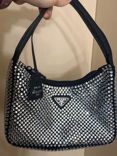 Customer photo review of SPARKLING HOBO BAG 23 IN BLACK NYLON ATTACHED FULLY CRYSTALS